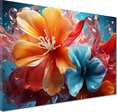Produktbild von Abstrakt wunderschöne Blumen Wandbild Leinwandbild Kunstdruck XL Wanddeko: 120x80x4cm