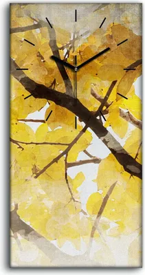 Produktbild von Wandbild Leinwand Bilder mit Uhr 30x60 Malerei Baum Zweige Blätter Kunst - schwarze Hände