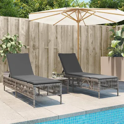 Produktbild von Maison Exclusive - Sonnenliegen mit Auflagen 2 Stk. Grau Poly Rattan