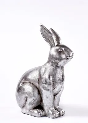 Produktbild von Sitzender Osterhase in silber, 41,5cm - Ostern, Osterhase, Deko, Dekofigur, Hase - Classy Eastern