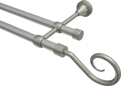 Produktbild von Interdeco Gardinenstange / Vorhangstange Silbergrau / Chrom matt, Typ Primus Allegra (Spirale), 16 mm Ø 2-läufig, 120 cm