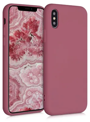 Produktbild von kwmobile Hülle kompatibel mit Apple iPhone XS Hülle - gummierte TPU Silikon Handyhülle - Schutzhülle für kabelloses Laden - Case in Dark Rose