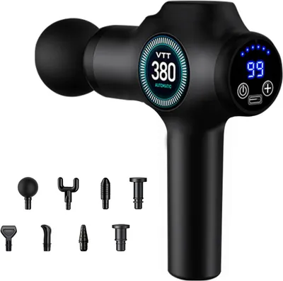 Produktbild von Massagepistole Tiefengewebe, 99 Geschwindigkeiten Massage Gun mit LCD-Touchscreen & 8 Massageköpfen, Tragbares Geräuscharmes Massagegerät