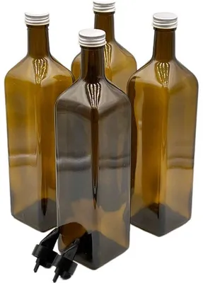 Image de Set en verre pour l'huile et le vinaigre, avec des verseurs et des étiquettes