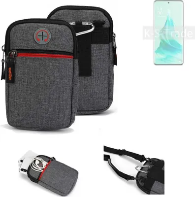 Produktbild von K-S-Trade Holster Gürteltasche kompatibel mit Oppo Reno9 Pro+ Handy Tasche Schutz Hülle grau Zusatzfächer 1x
