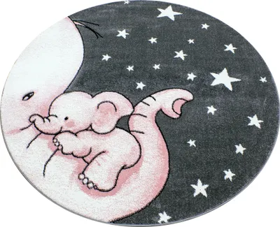 Produktbild von Kinderteppich Elefant Pink 160 x 160 cm Rund