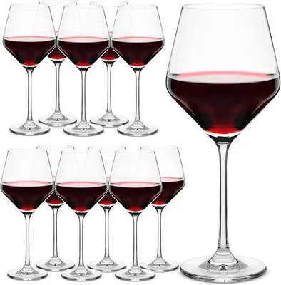 Imagen del producto de Conjunto de copas para vino Silecomplaza Btat, 12 unidades, 425 ml, copas de vino con pie, copas de vino con pie largo, copas de cristal para vino, copas para vino tinto, copas para vino blanco, copas de vino con pie