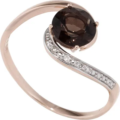 Produktbild von JOBO Damen Ring 585 Rotgold bicolor 1 Rauchquarz braun 3 Diamanten Brillanten Größe 60