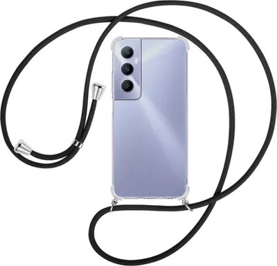 Produktbild von Handykette Backcover-Schutzhülle mit Band (Metall silberfarben) für Realme C65 4G - schwarz