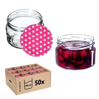 Zdjęcie produktu dla KADAX małe słoiki do przetworów 250 ml, słoiki na dżem z pokrywką, hermetyczne słoiki na prezenty