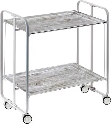 Produktbild von DON HIERRO - Klappbarer Servierwagen BAUHAUS mit Rollen – Metallgestell grau, 2 Ebenen, 4 Positionen