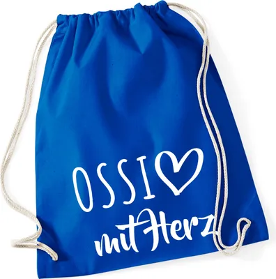 Produktbild von Huuraa Turnbeutel Ossi mit Herz 12 Liter Bright Royal Baumwolle Rucksack Geschenkidee