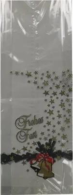 Produktbild von PP-Stollenbeutel "Glocke - Frohes Fest" 20 + 7 x 56 cm 25 Stück