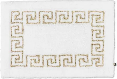 Produktbild von Rhomtuft Badteppich Mäander   eckig   80 x 160 cm  Farbe  weiss/weiss-goldlurex