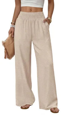 Produktbild von Damen Sommerhose Hohe Taille Palazzo mit Taschen und Weiten Beinen