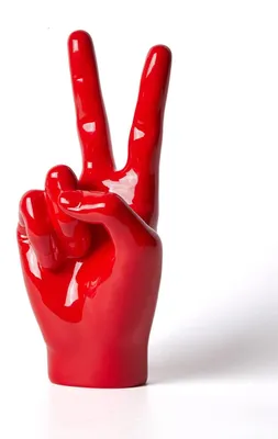 Productafbeelding van Handgebaar Bureau Standbeeld Vinger Sculptuur Decor Rood 28 cm