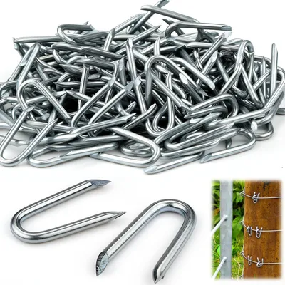 Productafbeelding van Krampen met U-vorm, verzinkt staal, 700 stuks, 25x12mm, voor omheining, bloemsierkunst, bevestiging