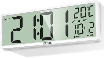 Immagine prodotto di Orologio da parete digitale da 14,5 pollici, bianco, con calendario e indicatore della temperatura