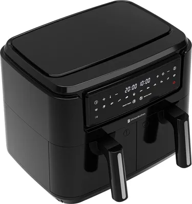 Produktbild von KitchenBrothers Heißluftfritteuse Dual Zone 9L - Doppelkorb Airfryer 2400W - 50°C bis 200°C - 10 Kochprogramme - Schwarz