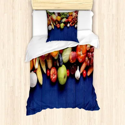 Produktbild von ABAKUHAUS Ernte Mantele, Bio-Frische Früchte, Milbensicher Allergiker geeignet mit Kissenbezügen, 135 cm x 200 cm - 80 x 80 cm, Mehrfarbig