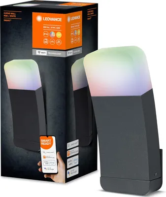 Produktbild von LEDVANCE Smarte LED Aussenleuchte für die Wand mit WiFi Technologie, Leuchte für Außen, RGB-Farben änderbar, dunkelgr. Aluminium, Kompatibel mit Google und Alexa Voice Control, SMART+ WIFI CURVE WALL