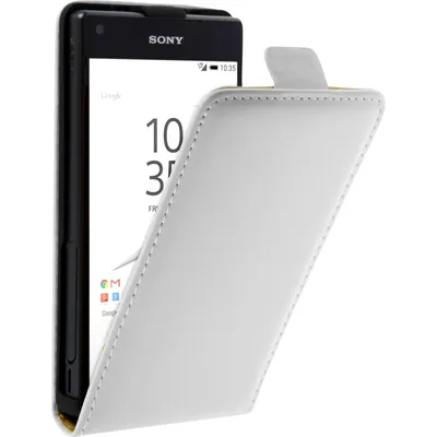 Produktbild von PhoneNatic Kunst-Lederhülle kompatibel mit Sony Xperia Z5 Compact - Flip-Case weiß + 2 Schutzfolien