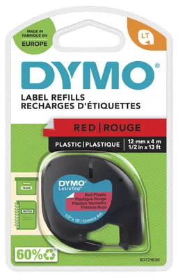 Obrázek produktu pro DYMO S0721630, Černá na červené, Polyester, Belgie, DYMO, LetraTag 100T, LetraTag 100H, 1,2 cm
