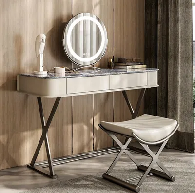 Immagine prodotto di Tavolino da toilette beige di design per la camera da letto Tavolini da toilette in legno