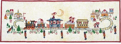Produktbild von Eva Rosenstand Kreuzstich Adventskalender Set mit Zug Zählmuster 40x115cm