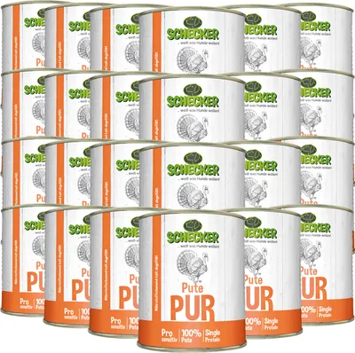 Produktbild von 24 x 820g Schecker Nassfutter - getreidefrei - glutenfrei - zu 100 % Pute in bester Qualität