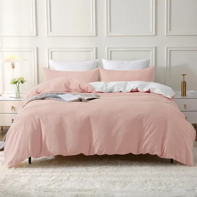 Zdjęcie produktu dla Komplet pościeli 200x200 cm, bawełna, pudrowy róż, 3-częściowy, z zamkiem