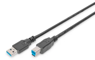 Produktbild von Digitus USB 3.0 Anschlusskabel, 1,8 m, USB A, USB B, USB 3.2 Gen 1 (3.1 Gen 1), Männlich/Männlich, Schwarz