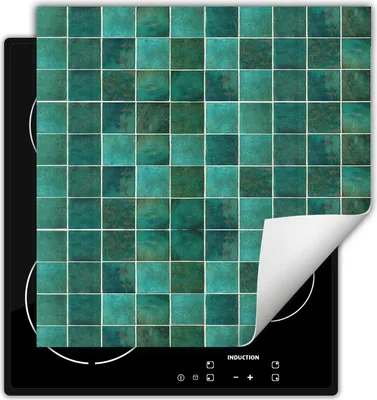 Produktbild von DarHaus Herdabdeckplatte 60x52 cm Anti Rutsch Matte Aufrollbar, grün - Mosaik