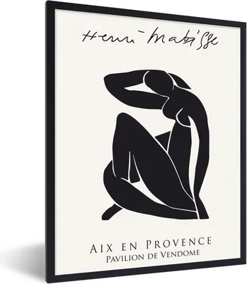 Produktbild von MuchoWow® Gerahmtes Poster Frau - Abstrakt - Schwarz - Henri Matisse 60x80 cm - Poster mit Schwarzem Bilderrahmen Wandposter Rahmen Foto Bilder - Premium - Wanddeko Wohnzimmer