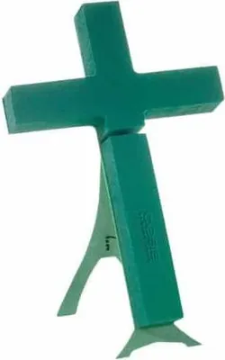 Produktbild von OASIS® Nass Steckschwamm Kreuz Lauro, Trauerfloristik, Bioline Holzunterlage, Holzständer, grün, 40x24,5x5,5cm - Nasssteckschaum
