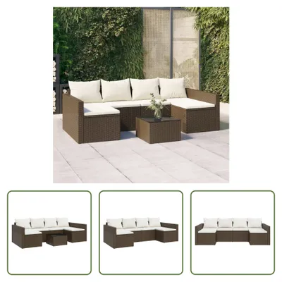 Produktbild von The Living Store 2-tlg. Garten-Lounge-Set mit Kissen Braun Poly Rattan