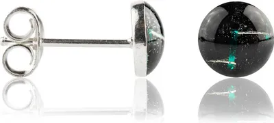 Produktbild von 925 Sterling Silber Ohrstecker Carbonfaser in verschiedenen Farben Farbe - Schwarz-Grün