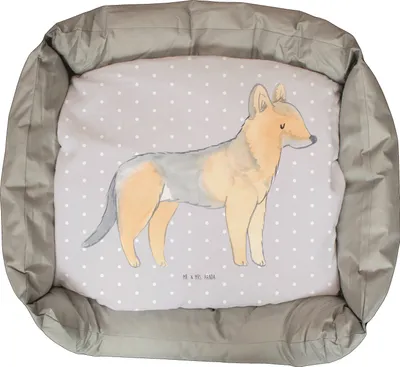 Produktbild von Mr. & Mrs. Panda Hundekorb Schäferhund Lebensretter - Grau Pastell - Geschenk, Muttertag, Hundebett, Vatertag, Hundesofa, Valentinstag, Hund