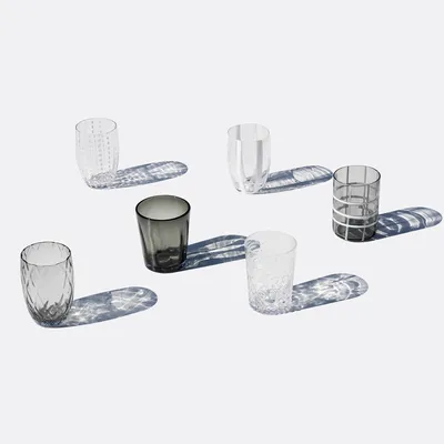 Immagine prodotto di Set 6 Tumbler Bicolore Collezione Melting Pot in Vetro Decorato - Trasparente e Grigio - Zafferano