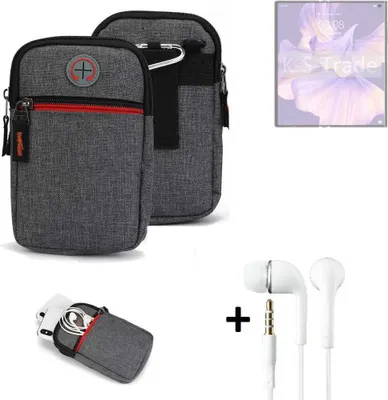 Produktbild von K-S-Trade Gürteltaasche + Kopfhörer kompatibel mit Huawei Mate Xs 2 Handy Tasche Holster Schutz Hülle Handy Hülle grau Zusatzfächer 1x