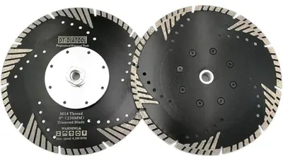 Productafbeelding van Diamantzaagschijf 230 mm M14 Turbo, 2 stuks, voor het zagen, slijpen van graniet, marmer, beton en tegels