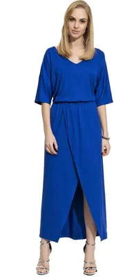 Produktbild von Damen Maxikleid mit Schlitz V-Ausschnitt; Blau 38