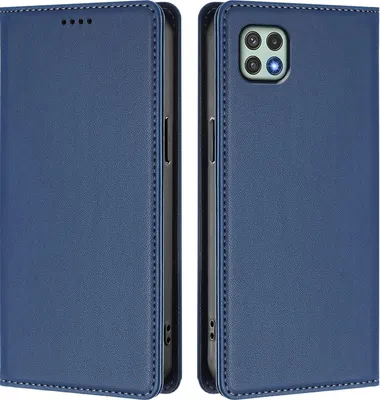 Image de Étui en cuir pour Samsung Galaxy A22 5G, étui à rabat magnétique en cuirPolyuréthaneavec support, bleu foncé