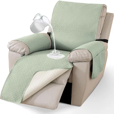 Productafbeelding van Waterdichte fauteuilhoes, geschikt voor 1 zitter, lichtgroen, met zijvakken en antislip