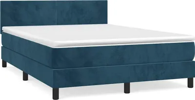 Obrázek produktu pro vidaXL Postel Boxspring s matrací Dark Blue 140x200 cm Velvet