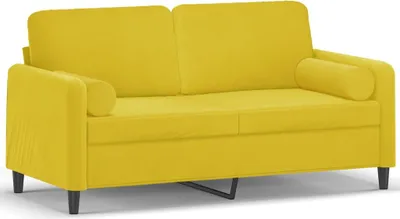 Produktbild von vidaXL 2-Sitzer-Sofa mit Zierkissen Gelb 140 cm Samt