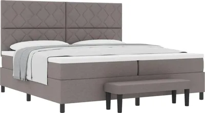 Zdjęcie produktu dla vidaXL Łóżko sprężynowe z materacem Taupe 200 x 200 cm tkanina