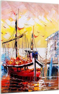 Produktbild von Bilder auf glas - Einteilig - Boot Segel Meer - 50x70cm - Glasbilder - Wandbilder - Bilder - zum Aufhängen bereit - Wanddekoration aus Glas - Glas Bilder - Wandbild auf Glas - GPA50x70-3435