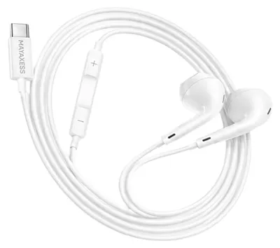 Image de Mayaxess, écouteurs intra-auriculaires USB-C avec micro pour Galaxy S21 Plus, blanc