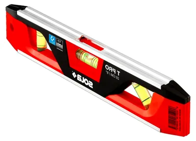 Produktbild von TPRO Torpedo-Wasserwaage, 22,9 cm, magnetisch, Schwarz/Rot
